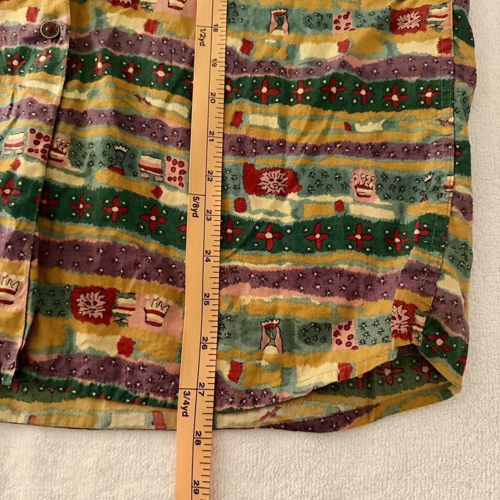 Wacky Vtg Cat Shirt Button Down Artsy Cat Lady Teacher Funky Novelty 90s - Picture 11 of 12